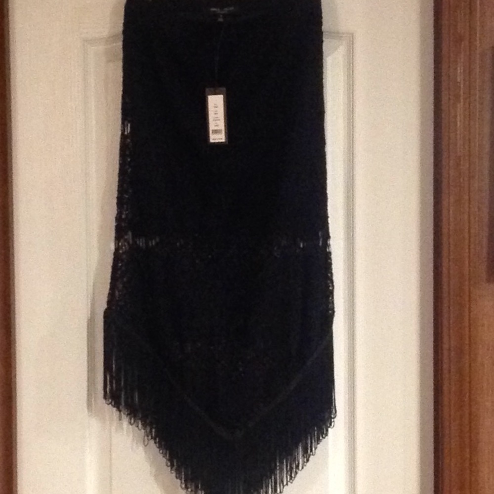 Black Lacy Dressy Fringed Skirt
